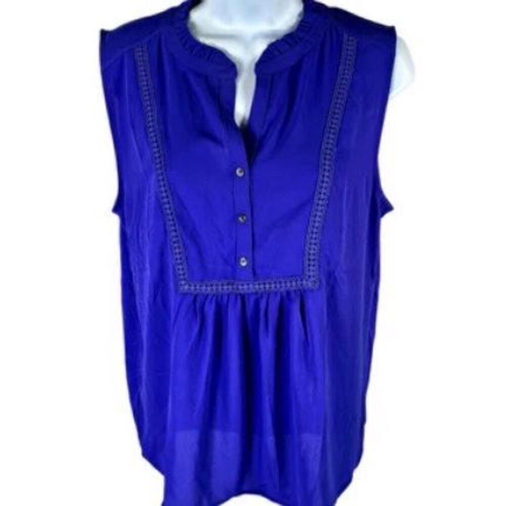 NEW LOFT Women’s Purple Sleeveless Button Front Tank Top Blouse - S